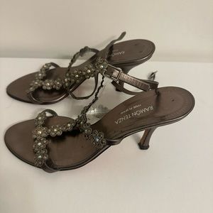Ramon Tenza Leather & Crystal Sandals